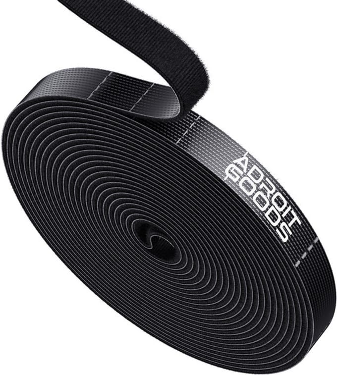 AdroitGoods Herbruikbare Kabel Organiser - Klittenband Kabelbinders - Rol van 5 meter - Zwart