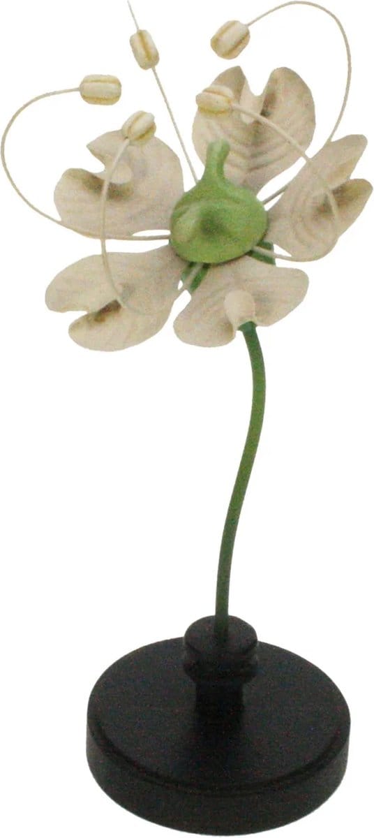 Botanische bloem op voet creme Ø13x30,5cm