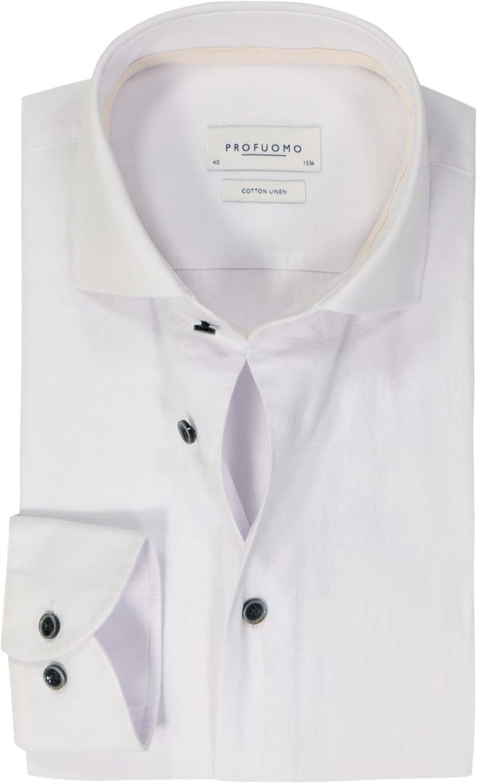 Profuomo slim fit heren overhemd - Oxford - wit - - Boordmaat: 45