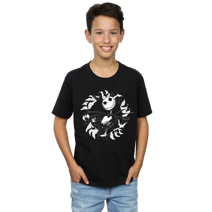 Disney Jongens Nightmare Before Christmas Jack Bat Circle T-Shirt (Zwart)