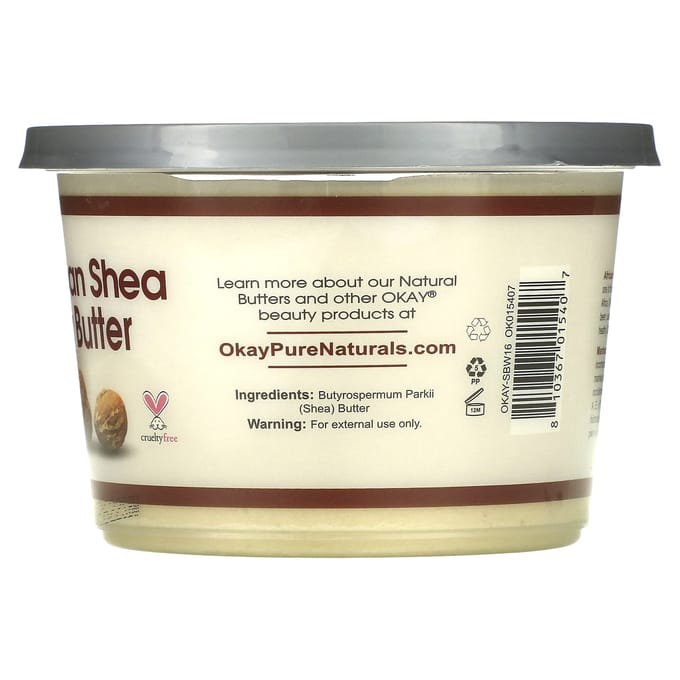 Okay Pure Naturals, African Shea Butter, White Smooth, 368 g (13 oz) gray