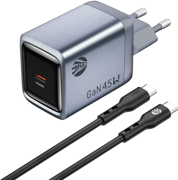 MG CDA238CC Adapter Set 45W Adapter - 1M 65W Type-C Kabel - Grijs