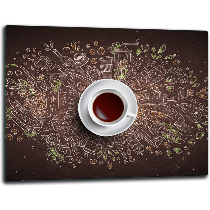 TMK ArtDeko - Snijplank - 52x40 cm - Glas - Koffie Ontwerp