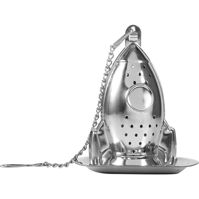 Schattige roestvrijstalen losse thee blad infuser bal zeef filter diffuser kruiden specerijen raket gray