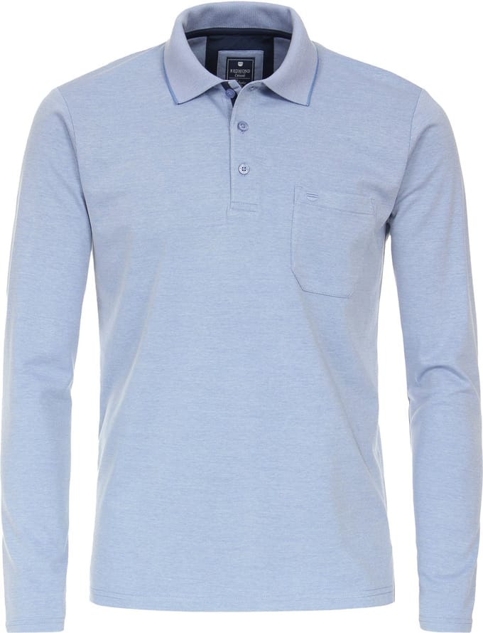 Redmond regular fit polo lange mouw - pique - blauw
