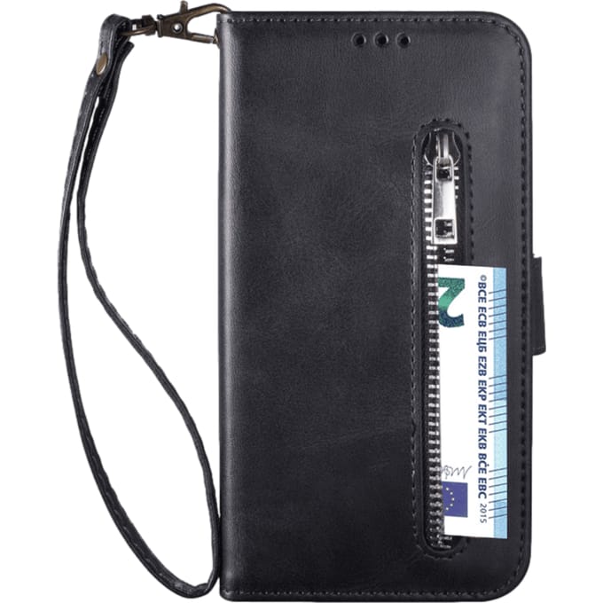 CaseBody iPhone 12 Mini Zipper Portemonnee Hoesje Zwart