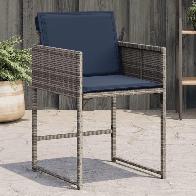vidaXL - Tuinstoelen - 4 - st - met - kussens - poly - rattan - grijs