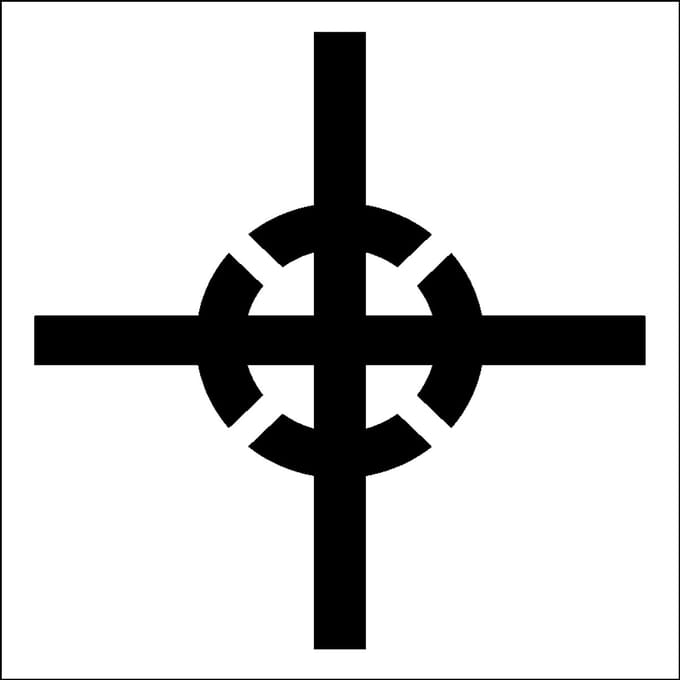 Zwaartepunt sticker, wit zwart 100 x 100 mm
