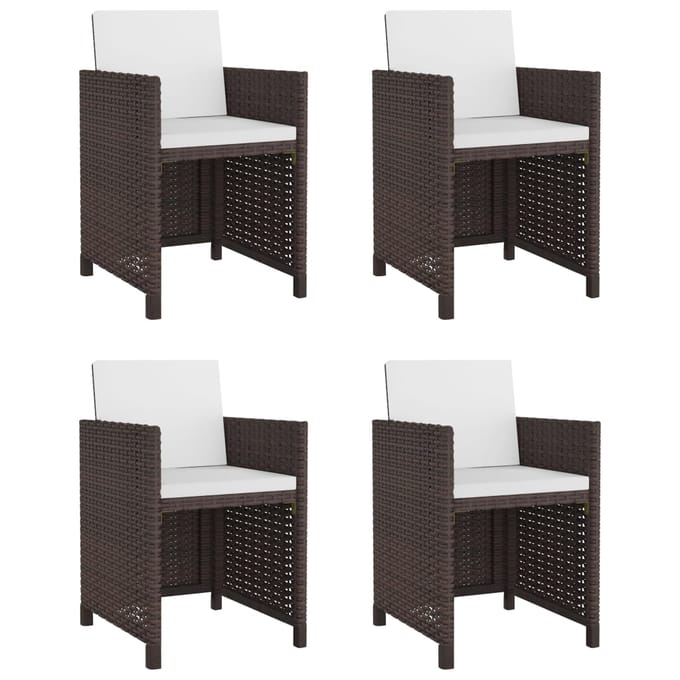 vidaXL - 5-delige - Tuinset - met - kussens - poly - rattan - bruin