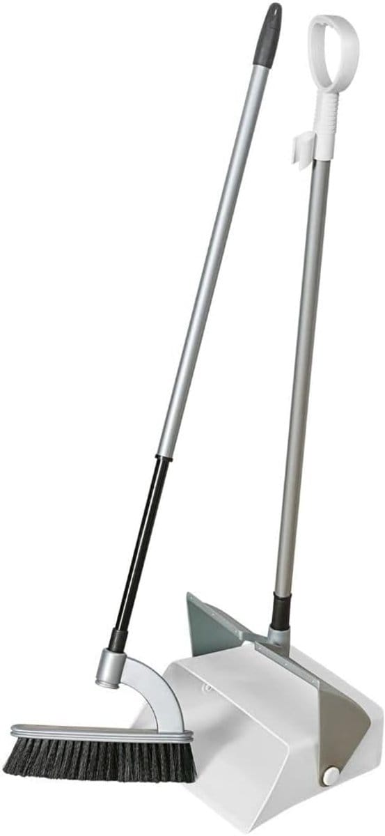 Novaliv Combi verticale veegset ergonomisch design bezem met schep stoffer en blik met lange steel
