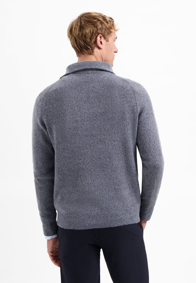 No Excess Pullover Wing Collar Half Zip Soft Woolblend Washed Blue Größe: L | Pullover Outlet | Herren | Blau