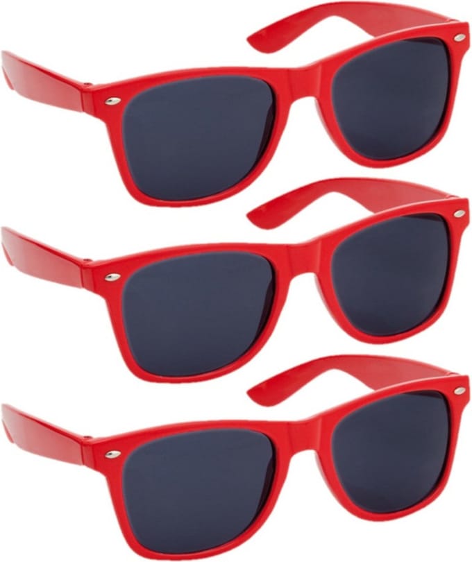 Hippe Party zonnebril - 4x - rood - plastic - UV400 - verkleedbril - carnaval/verkleed