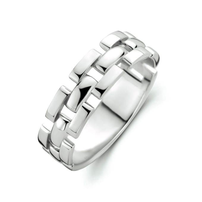 Zilver Gerhodineerde Ring schakelmotief 1334015 19.75 mm (62)