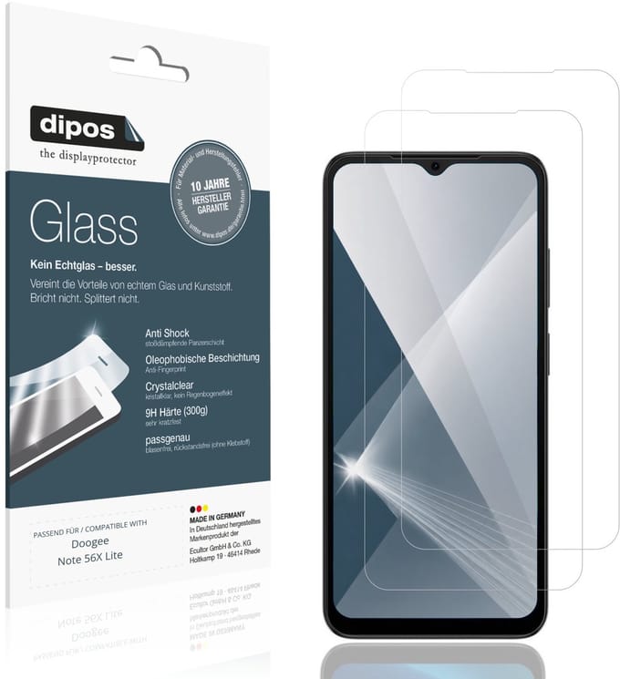 dipos – 2x Pantserfolie geschikt voor Doogee Note 56X Lite | 9H Screenprotector