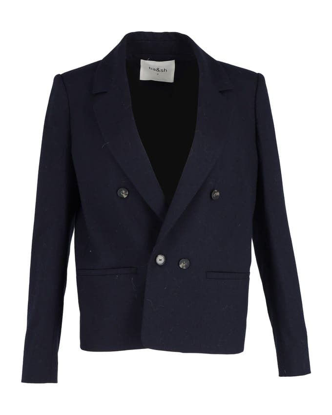 Ba&Sh dubbelbreasted jas in marineblauwe viscose