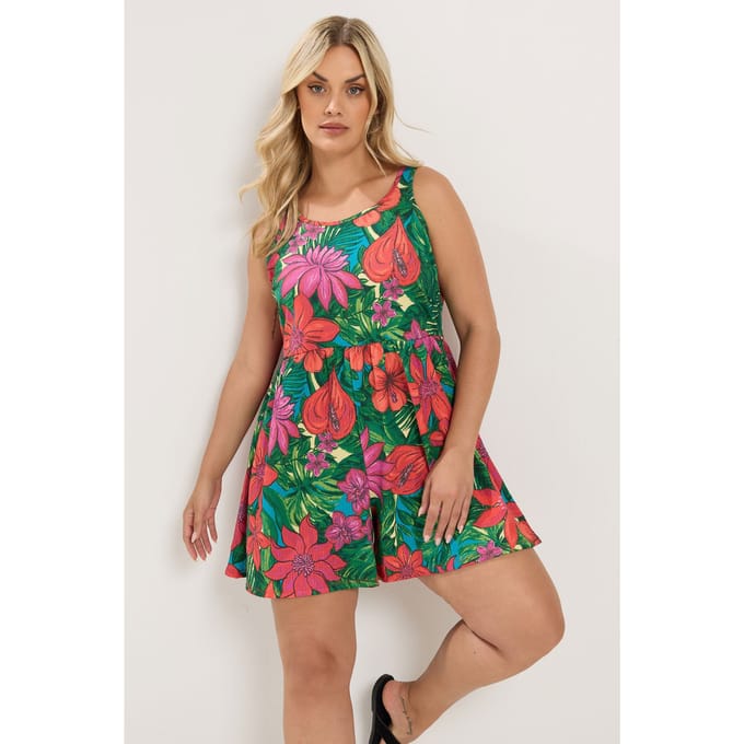 Yours Rode Playsuit Met Tropische Print Size 42