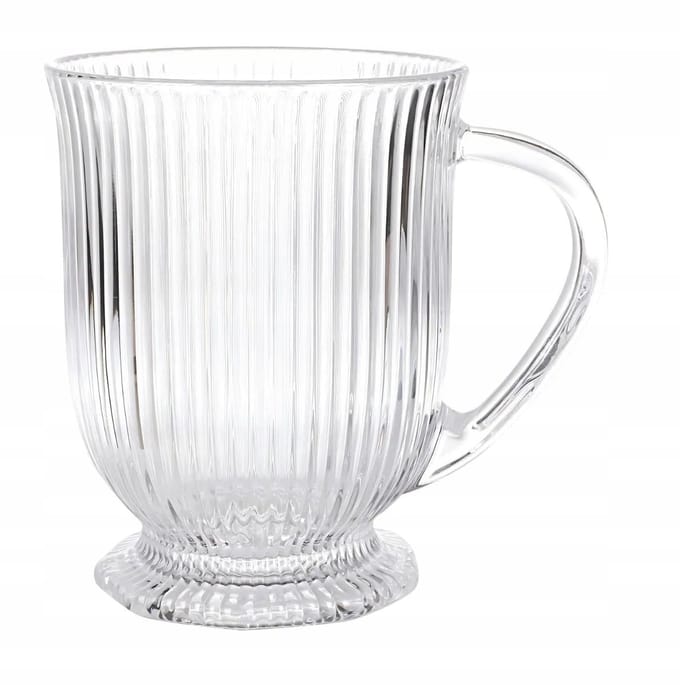 Altom Selena Serie - Glazen Latte Mok - 500ml - Geribbeld - Met Voet