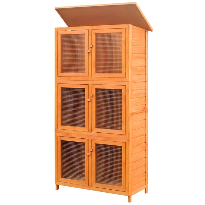 vidaXL - Dierenhok - 6 - kamers - hout