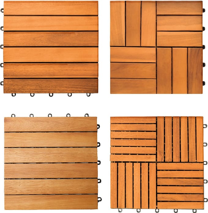 Casaria Vlondertegel – 22 Stuks 2m² – Eucalyptus – 30x30cm – Kliksysteem