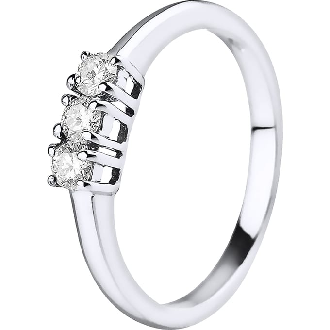 Ring Trilogy bezet met diamanten 0,24 Cts Claws White Gold 18 Karaat