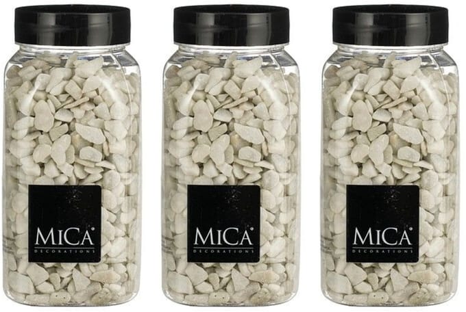 Mica Decorations decoratie steentjes - 3x - wit - 1 kilo - 650ml - hobby steentjes