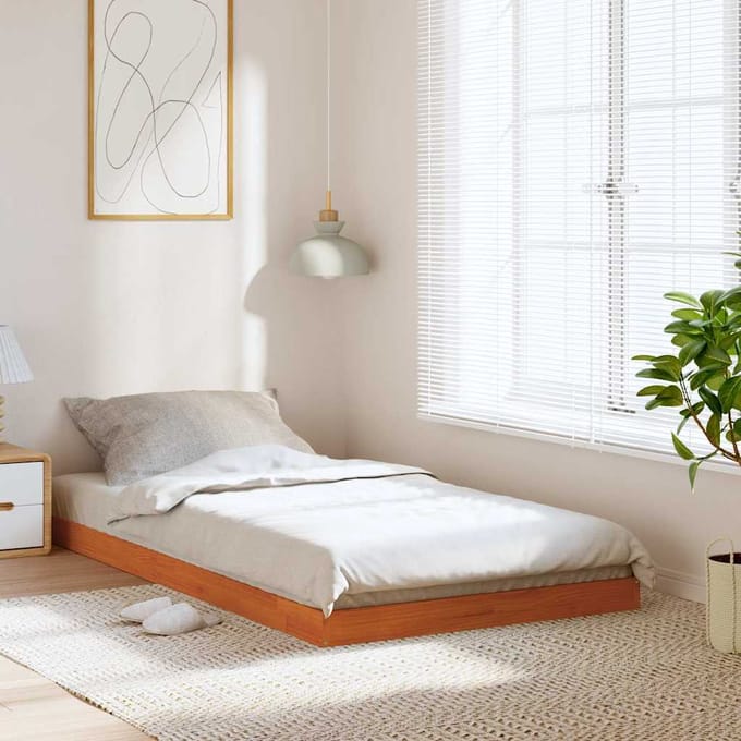 vidaXL - Bedframe - massief - grenenhout - wasbruin - 75x190 - cm
