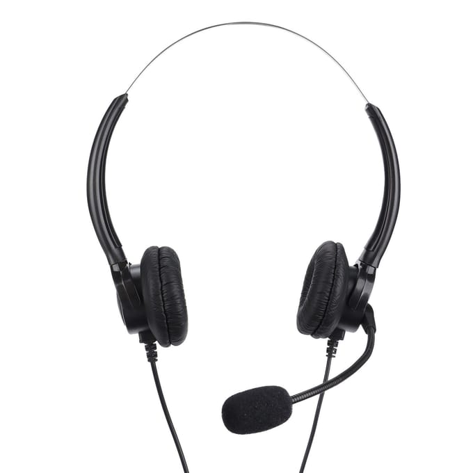RJ9-telefoonheadset met snoer, binaurale telefoonhoofdtelefoon met ruisonderdrukkende microfoon voor callcenters