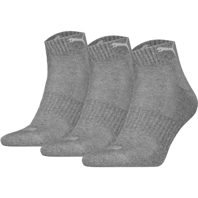 Unisex quartersokken met badstof zool 3 pack – Grey melange – 43-46 (3 paar)
