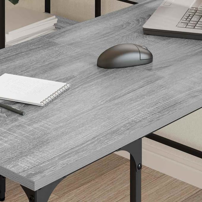 vidaXL - Bureau - 139x139x75 - cm - bewerkt - hout - grijs - sonoma - eikenkleurig
