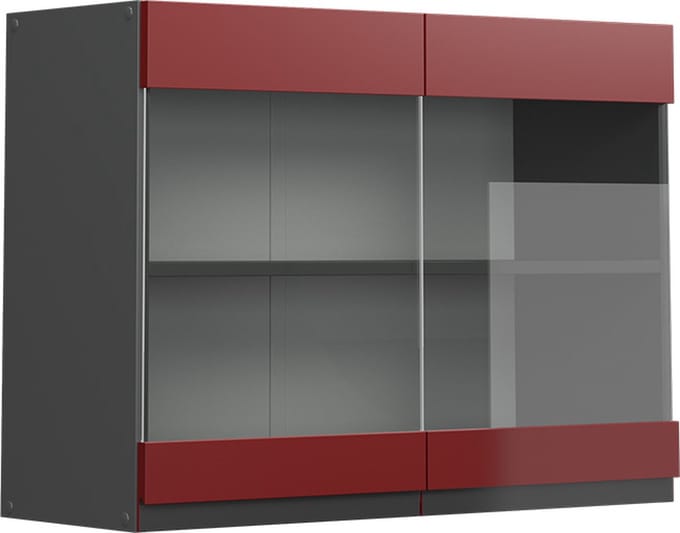 Vicco R-Line Glazen keukenkast – 80 cm J-vorm Rood