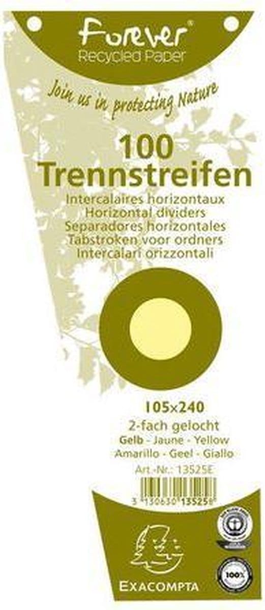 Exacompta FOREVER® Pak van 100 trapezium tabstroken met perforatie 180g - 105x240mm - Geel - 13525E