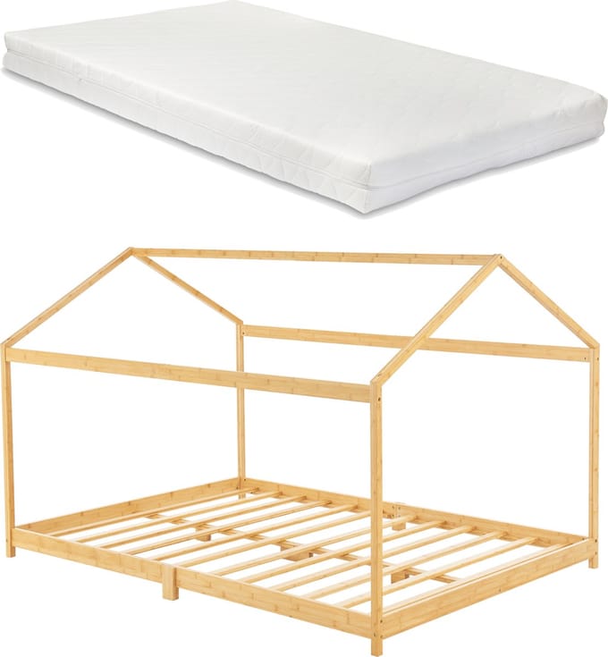 Kinderbed Vindafjord huisbed met matras bamboe 160x200 cm