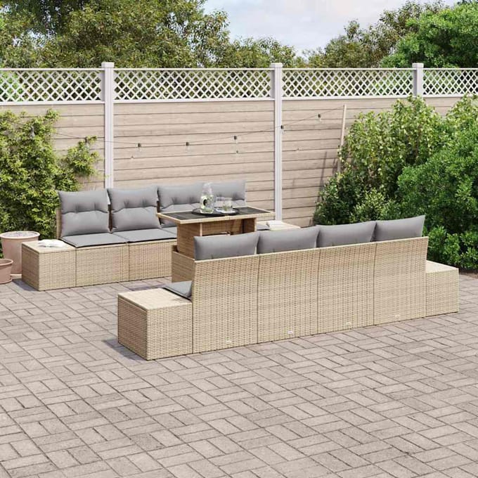 vidaXL - Tuinbank - Set - 9 - st - Beige - en - Lichtgrijs - 100 - x - 55 - x - 73 - cm