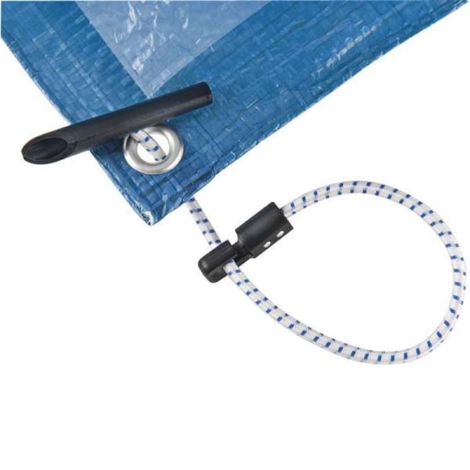 Perel Spanners voor dekzeil, elastisch, met haak, rubber, wit/zwart, 4 stuks