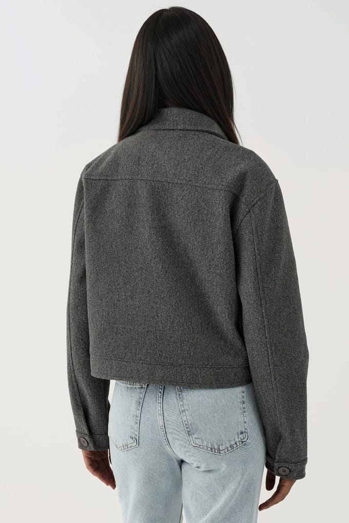 Geweven Crop Jacket met Rits