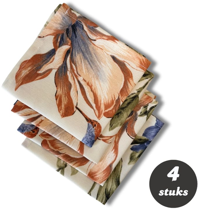 Tavas Servetten - 30 x 30 cm - Set van 4 stuks - Bruin - Vogeltuin- Katoen - Tafeldecoratie