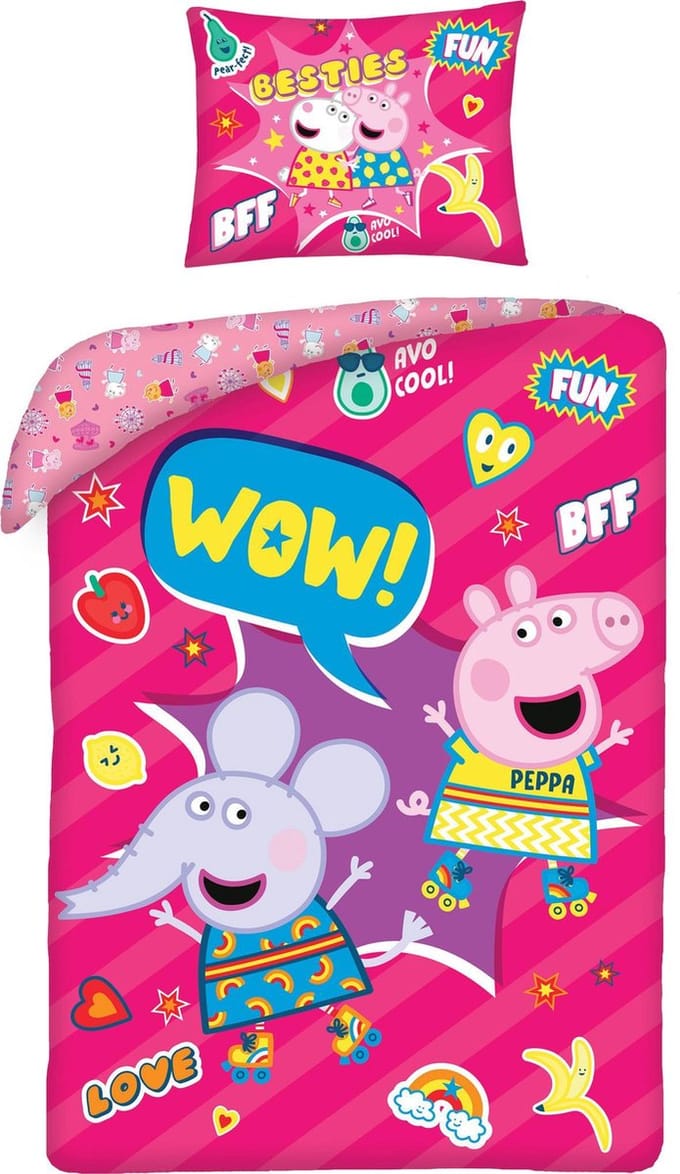 Peppa Pig Dekbedovertrek roze 140 x 200 cm katoen