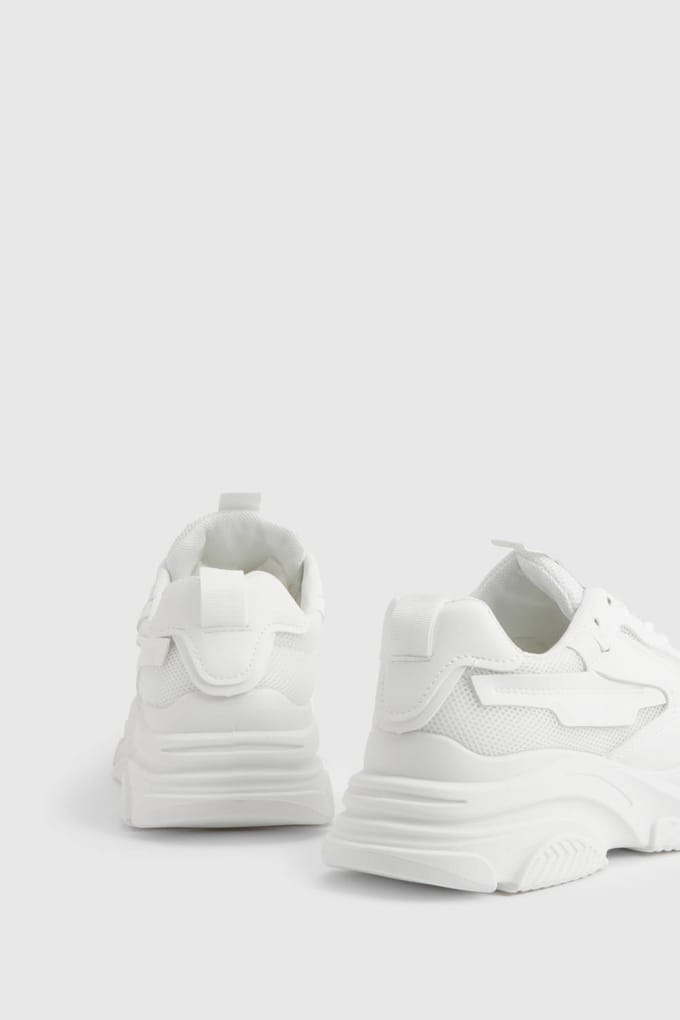 boohoo Dames Chunky Sole Trainers | Wit | Maat: 39