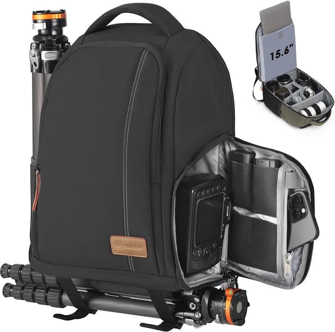 Compacte waterdichte camerarugzak voor DSLR met laptopvak