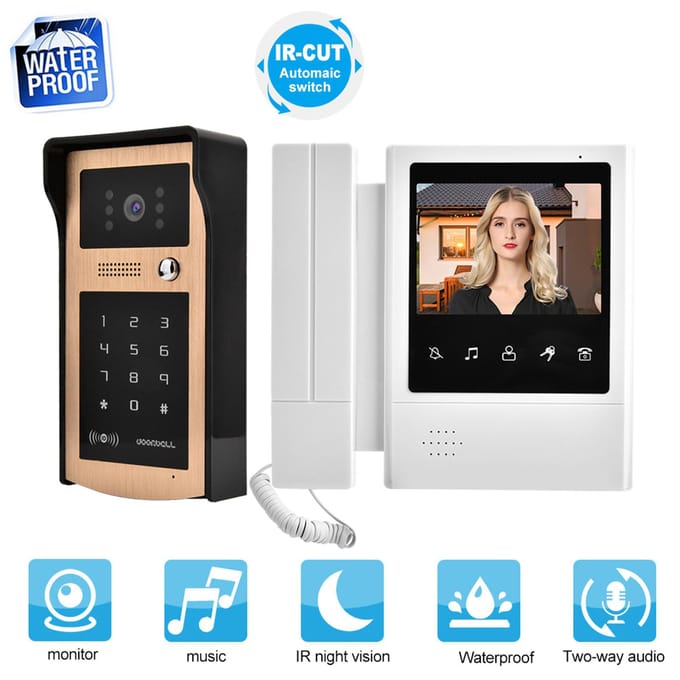 4.3 Inch Kleuren LCD Touch Videocamera Deurbel Intercom Toegangssysteem