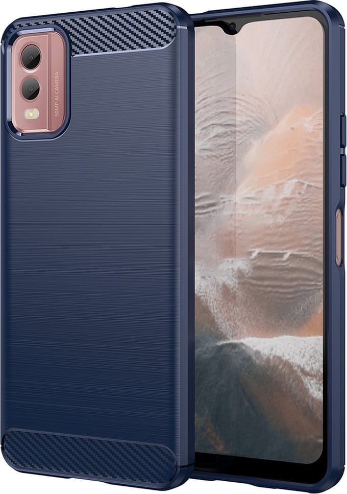 Hoesje geschikt voor Nokia C32 - Techsuit Carbon Silicone Back Cover - Blauw