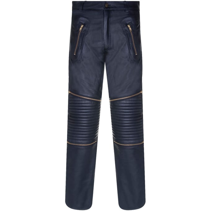 Heren leren jeans met ritssluiting Ancona