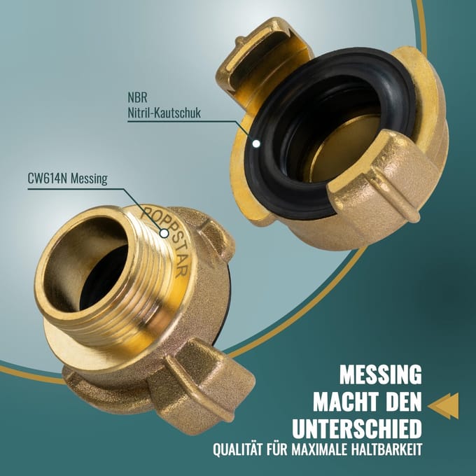 Messing Snelkoppeling 3/4 inch Buitendraad (G 3/4" schroefdraad met koppeling systeem Geka)