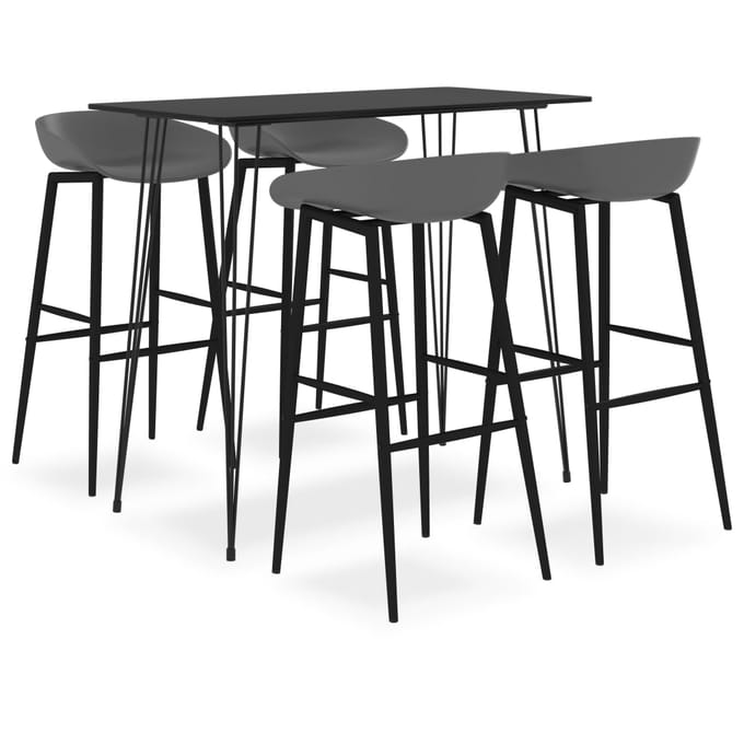 vidaXL - 5-delige - Barset - zwart - en - grijs