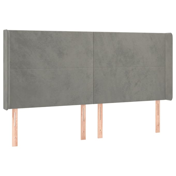 vidaXL - Hoofdbord - LED - 163x16x118/128 - cm - fluweel - lichtgrijs
