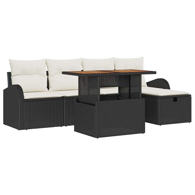 vidaXL Tuin Sofa Set 6 st Zwart poly rattan