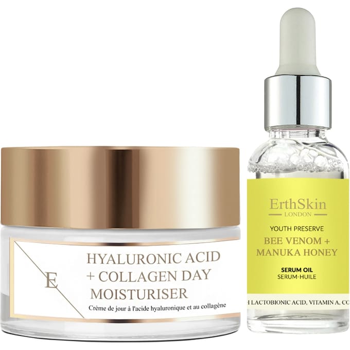 Hyaluronzuur & Collageen Dagcrème 50ml + Bijengif + Manuka Honing Serumolie 30ml