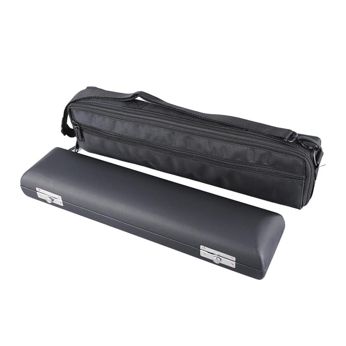 Lederen 16-gaats Fluit Tas Set Fluit Draag Opberg Houder voor Muziekinstrument black