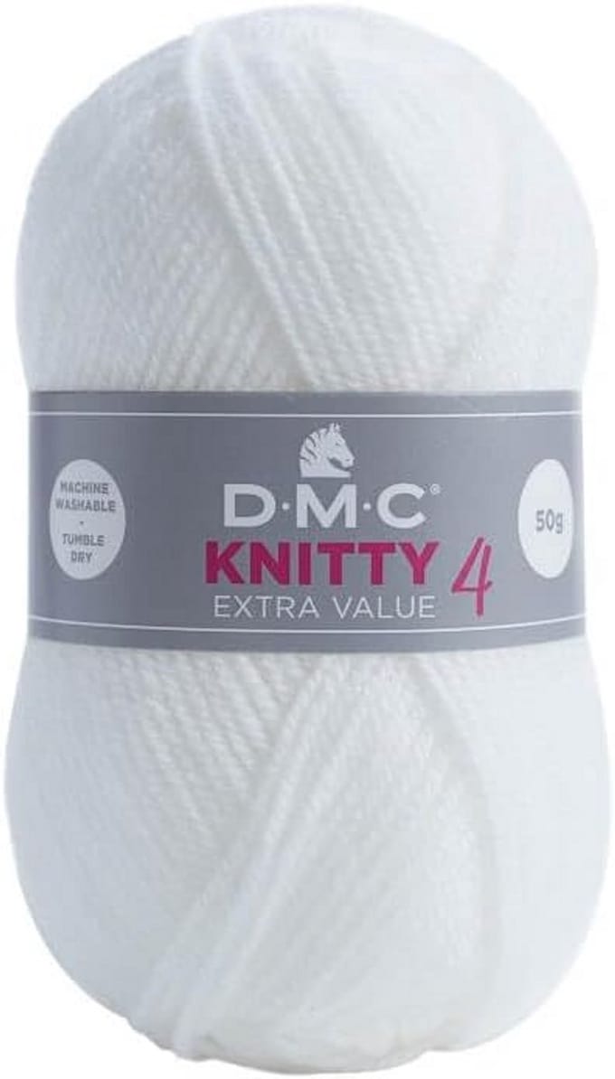 10x DK Synthetisch Breigaren Wit - 50g Bollen - Machinewasbaar