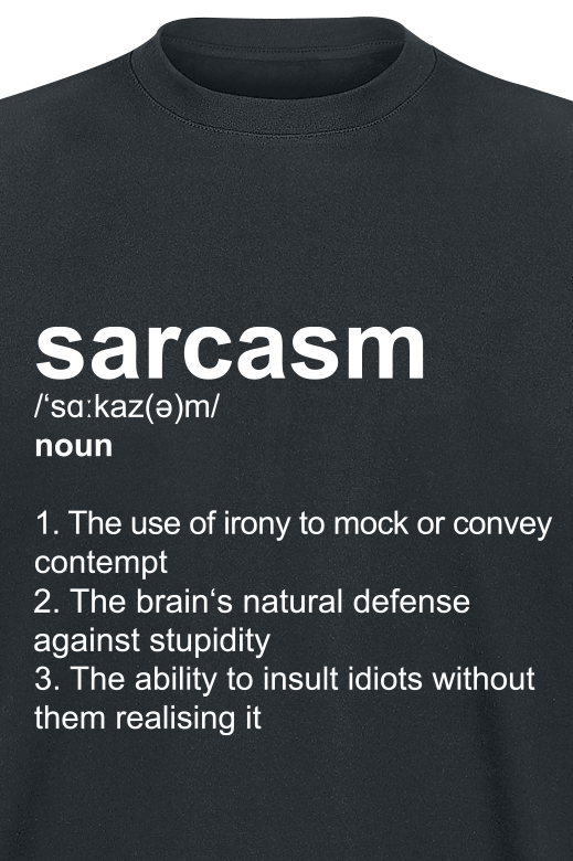 Sprüche - Fun T-shirt - Definition Sarcasm - S tot 5XL - voor Mannen - zwart